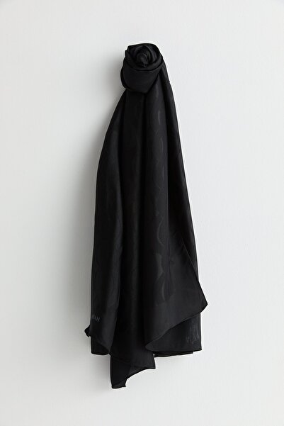 Nihan Natural Viscose Floş Shawl Black
