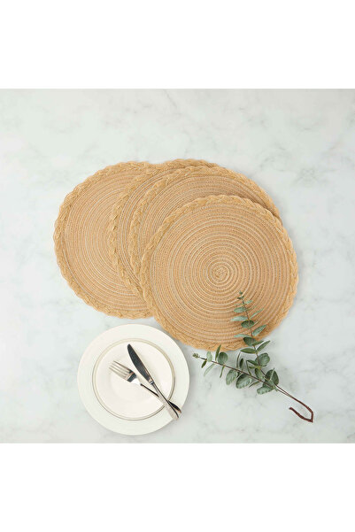 Lifestyle طقم مفارش طاولة مستديرة مضفرة من 4 قطع - 38 سم