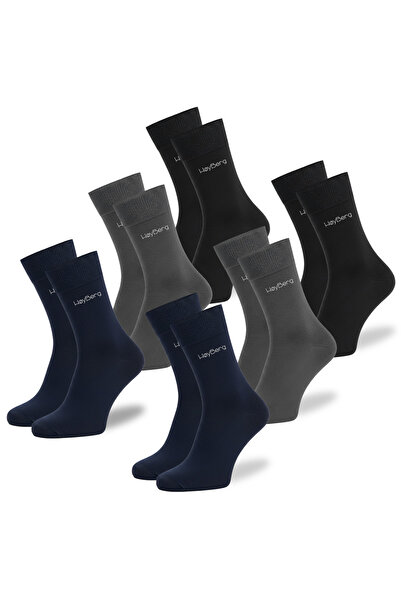 HøyBerg Men's Long Cotton Dress Socks, HøyBerg, Logo, Multicolor, set of 6 pairs