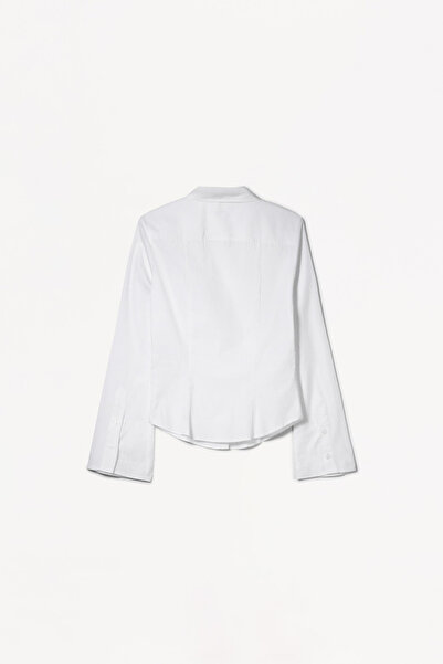 MİROR Women's White Long Sleeve Fitted Shirt