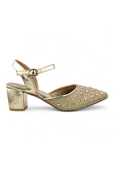 Sunrise Pearl Embellishment Close Toe Ankle Strap Heel