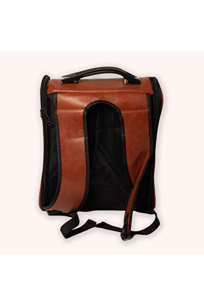 PisiMall Sarsaila eco-leather backpack for pets, brown, 40x31x22.5 cm
