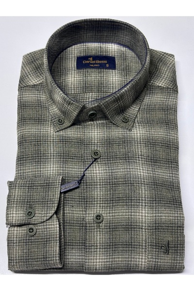 Daniel Bessi Κλασικό ανδρικό πουκάμισο με μακρυμάνικο κανονικό τύπο με καρό τσέπες GML-500