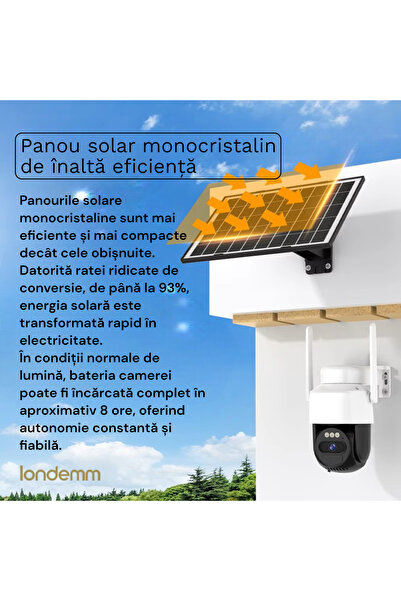 LONDEMM LONDEMM Solar Panel WiFi Video Surveillance Camera, Tuya Compatible, 3MP Full HD, 8W Panel