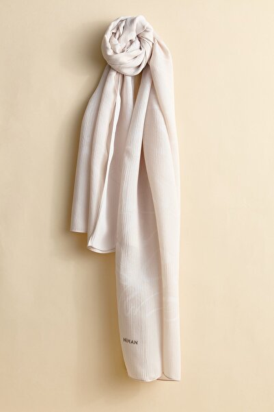 Nihan Jakar Desenli Şal Ekru - 79384