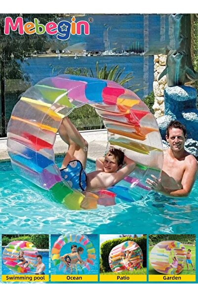 MEBEGIN عوامة مائية قابلة للنفخ مقاس 120*83*80 سم، عوامة سباحة ملونة للأطفال، عجلة مائية موثوقة، عملاقة