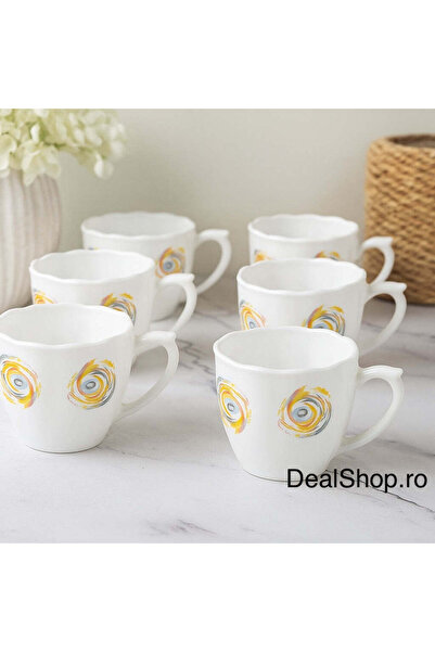 dealshopromania Set 6 Cești Opal Spiral 190 ml Design Modern și Elegant