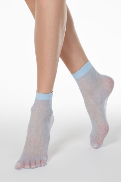 Conte Elegant Șosete subțiri din poliamidă cu model cu buline, Fantasy 16127 - Albastru, 36-39 (23-25)