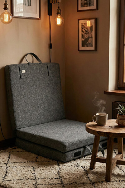 Zem Libra Tekli Katlanır Yatak,Katlanır Minder,Taşınabilir Yatak,Misafir Yatağı,Uzanma Minderi, Gri