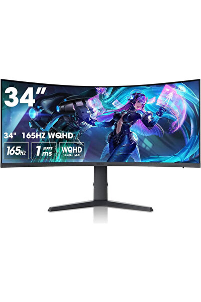 Koorui 34E6UC 34" VA WQHD Curved Gaming Monitor, 165Hz, 1ms, FreeSync/G‑Sync, VESA, Black