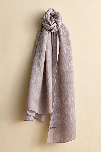 Nihan Jakar Desenli Şal Vizon - 79612