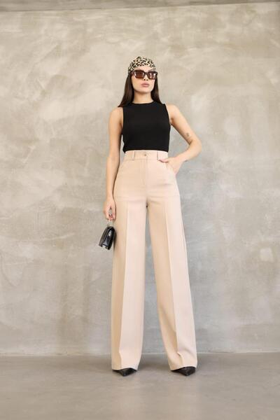 HA-KA GİYİM Women's Imported Doubleface Fabric Palazzo Fit High Waist No Fading Quality Product