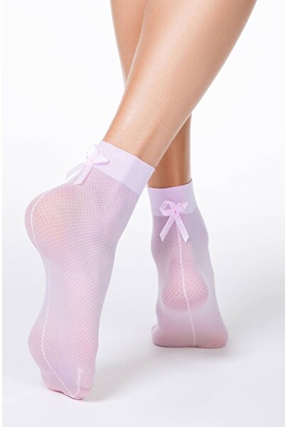 Conte Elegant Șosete subțiri din poliamidă cu model de plasă și fundă, Fantas...