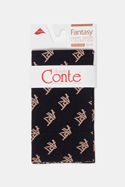 Conte Elegant Polyamide socks with Art pattern, Conte Fantasy 23C-82CP - Blac...