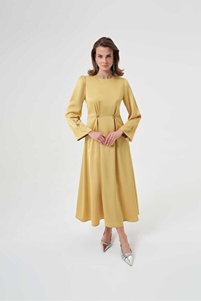 Mimya Taş İşlemeli Uzun Saten Elbise 2928