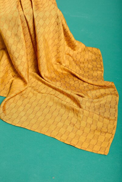 Nihan Dama Monogram Eşarp Hardal