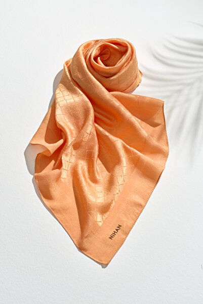 Nihan Jacquard Cotton Lyocell Scarf Orange