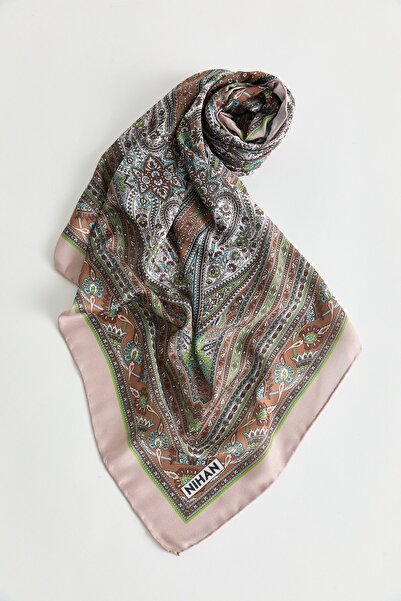 Nihan Desenli Soft Eşarp Açık Kahve