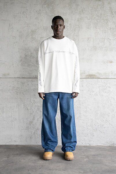 Machinist Ανδρικό μακρυμάνικο μπλουζάκι με τύπωμα εκρού