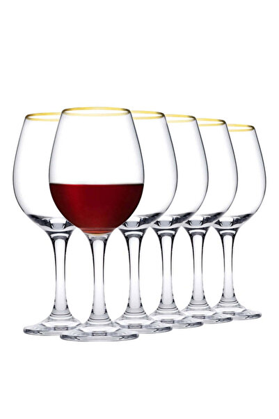 dealshopromania Set de 6 pahare de vin Amber Gold 365 ml – Pahar premium cu r...