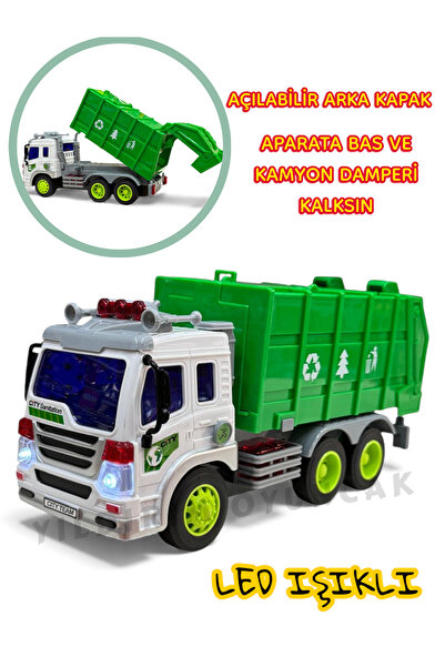 YILDIRIM OYUNCAK Sesli ve Işıklı Geri Dönüşüm Fonksiyonlu Hareketli Çöp Kamyo...