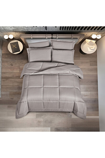 unique home collection Unique Home Hampton 6-Piece Striped King Comforter Set - 240x260 cms