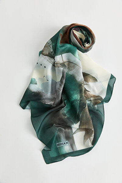 Nihan Floş Natural Fly Eşarp Yeşil