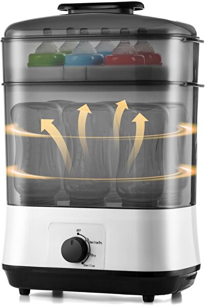 LENND معقم ومجفف زجاجات الأطفال - معقم بخاري كهربائي 3 في 1 لزجاجات الأطفال واللهايات