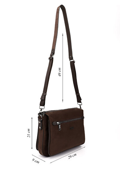 GÖNDERİ(R) Women's Brown Suede Long Strap Shoulder Bag