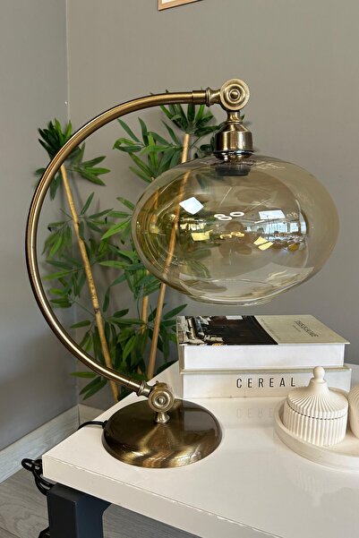 Bamyum Solvia Bal Cam Eskitme Kuğu Gövde Masa Lambası Masaüstü Aydınlatma Yat...