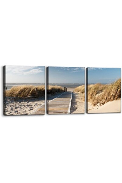 Emoda home Trove Framed Coastal Beach Pathway Canvas Art Set of 3 – 12"x16"