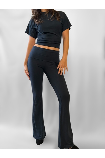 Butik Softline Takım İspanyol Paça Tayt Kısa Kollu Shirt