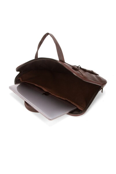 Newish Polo Men's Brown Faux Leather Leather Briefcase and Laptop Bag