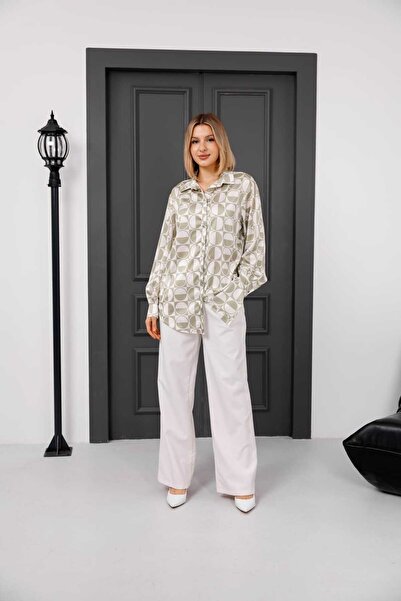 Milamia Cămașă din satin cu imprimeu digital pentru femei