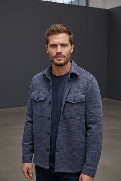 Sarar Інтерв'ю з ґудзиками, подвійними кишенями, тонким плетінням, темно-синім - синім трикотажним кардиганом