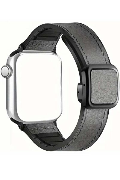 HYX Magnetic Leather Watch Band for Apple Watch Ultra 49/45/44/42mm - Genuine Leather Strap with