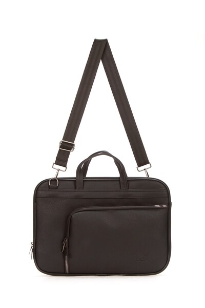 Newish Polo Men's Black Faux Leather Briefcase and Laptop Bag