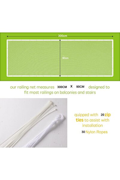 Generic Durable Stair Safety Net for Children (300 x 90 cm) - No-Drill, White