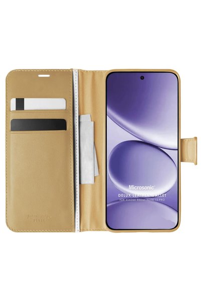 Microsonic Xiaomi Redmi Note 15 Pro Case Delux Leather Wallet Gold