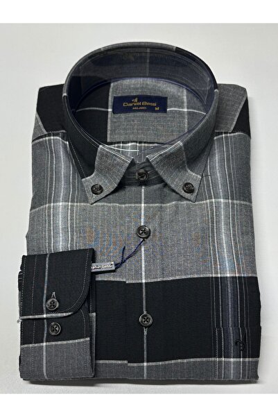 Daniel Bessi Long Sleeve Regular Fit Pocket Checkered Classic Men's Shirt Gml-460