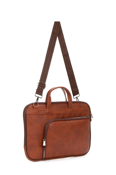 Newish Polo Men's Tan Faux Leather Briefcase and Laptop Bag