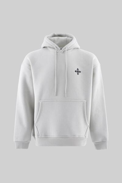 Machinist Ανδρικό φούτερ με κεντητικό σχέδιο επένδυση fleece με κουκούλα Space Grey