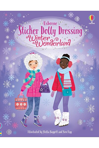 Usborne Carte de stickere, AUTOCOLANTE PĂPUSĂ DRESSING ȚARA MINUNILOR DE IARNĂ,