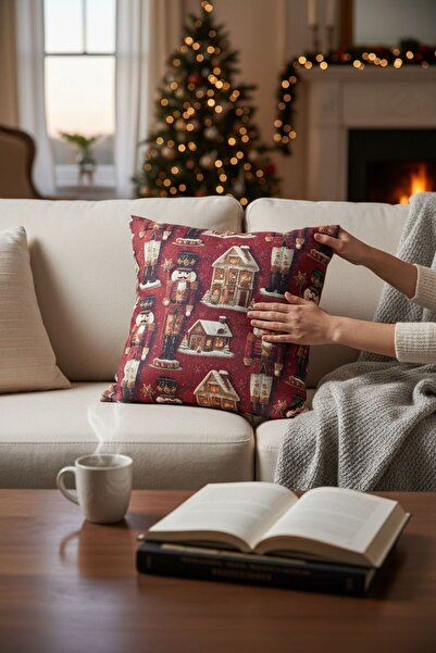 ANJEAHOME Sydney Christmas Patterned Throw Pillow Cover | 45X45 cm | Digital Printed | Stylish Design – Washable Fabric