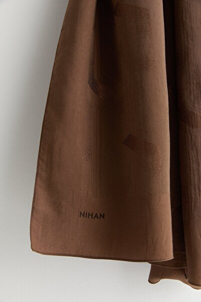 Nihan Desenli Pamuk Naia Lyocell Şal Sütlü Kahve