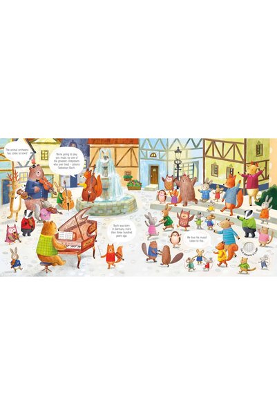 Usborne Carte de muzică, THE ANIMAL ORCHESTRA PLAYS BACH</DNTCTMS>,  Usborne, + 6 luni