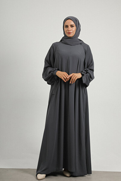 MARQUANT REGLAN KOL ÖNDEN YARIM FERMUARLI KOL BAĞLAMA DETAYLI ELBİSE