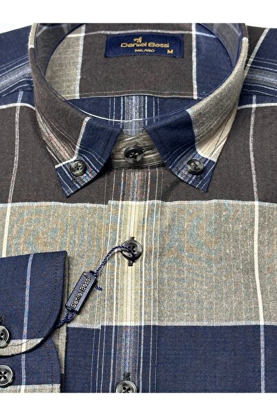 Daniel Bessi Long Sleeve Regular Fit Pocket Checkered Classic Men's Shirt Gml-460