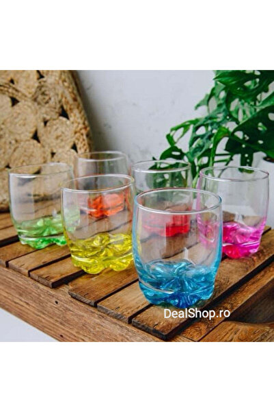 dealshopromania Set de 6 pahare din sticlă colorată 290 ml Ideal pentru evenimente pe terasă CADOUL PERFECT
