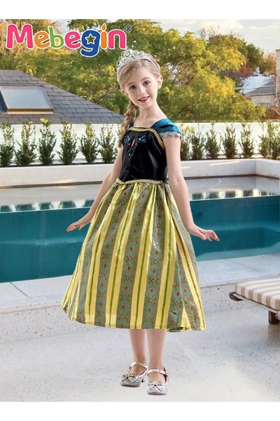 MEBEGIN Princess Anna Costume with Stylish Design, Fabulous Snow Queen Party Dress, Fancy Elegant Outfit for